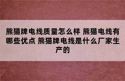 熊猫牌电线质量怎么样 熊猫电线有哪些优点 熊猫牌电线是什么厂家生产的